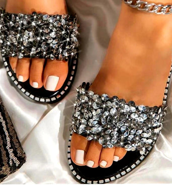 Silver Sequence Slides - Black