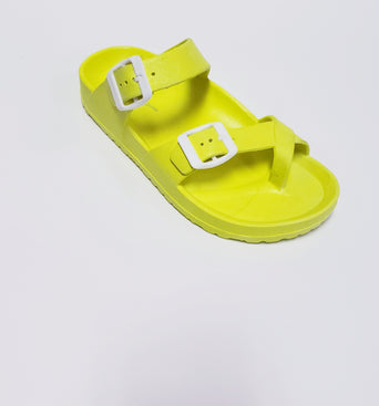 Two Buckle Silicone Slides - Neon Yellow