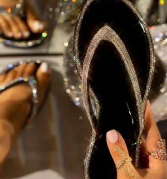 Black Bling Slides