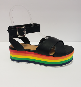 Black And Striped Platform Sandal