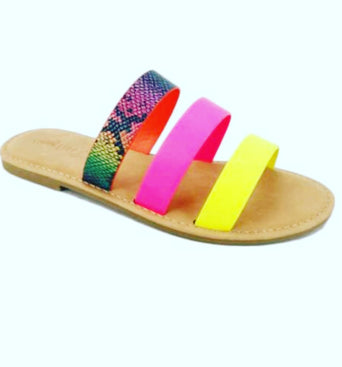 Tri-Strap Slides - Multi-Color Neon