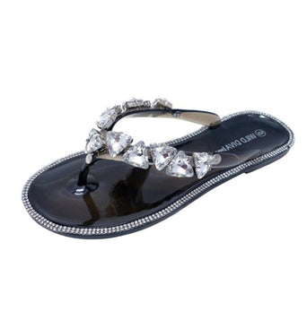 Triangle Diamond Thong Sandals - Black/Smoke