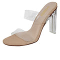 Clear Double Strap Heels - Nude