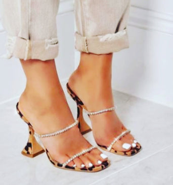 Leopard Diamond Pyramid Heels