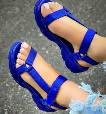 Velcro Wedge Sandal -Blue