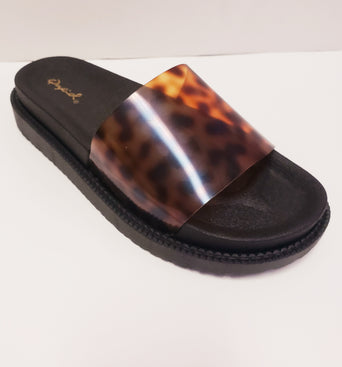 Clear Leopard Platform Slide