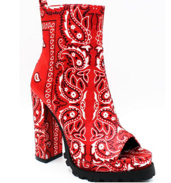 Bandana Platform Boot - Red