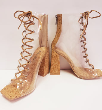 Clear Cork Square Heel