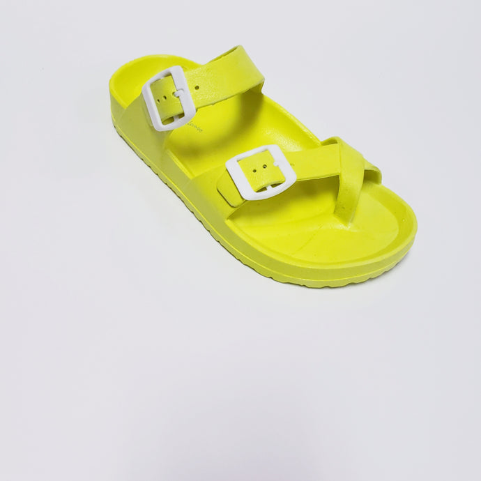 Two Buckle Silicone Slides - Neon Yellow