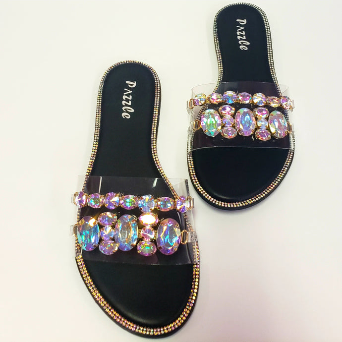 Colored Jeweled Slides - Black