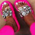 Clear Jeweled Silicone Slides - Hot Pink