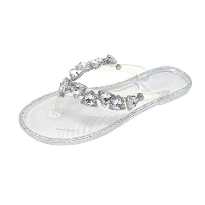 Triangle Diamond Thong Sandals - Clear