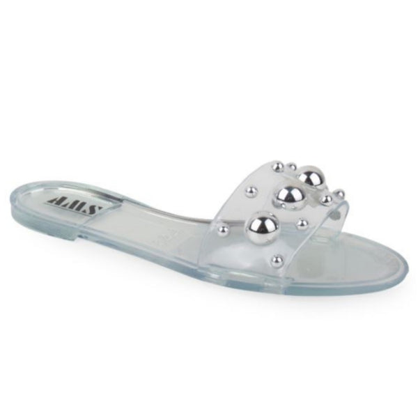 Round Studded Slides - Clear