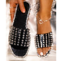 Silver Studded Slides - Black