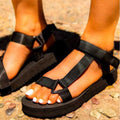 Velcro Wedge Sandals - Black