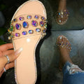 Jeweled Clear Slides - Nude