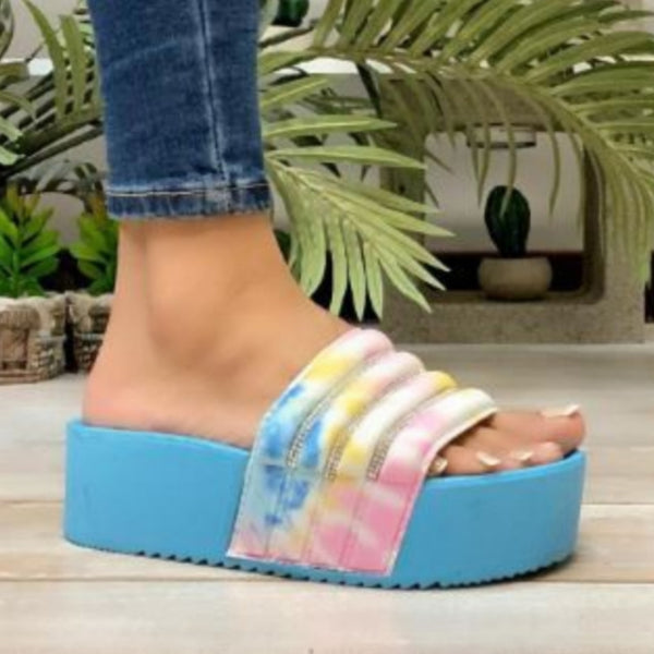 Diamond Platform Sandals - Powder Blue