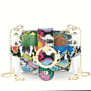 Multi-Color Snakeskin Clear Bag