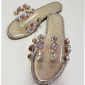 Jeweled Clear Slides - Gold