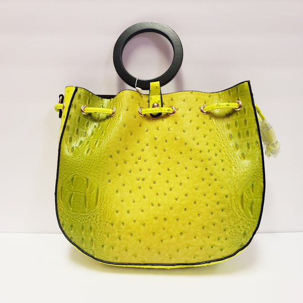 Ring Handle Reptile Print Handbag