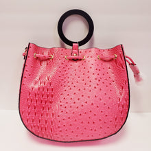 Load image into Gallery viewer, Ring Handle Reptile Print Handbag