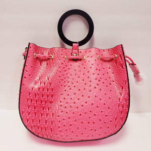 Ring Handle Reptile Print Handbag