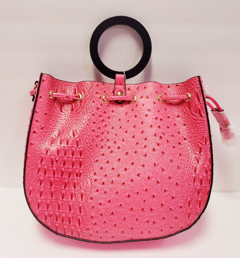 Ring Handle Reptile Print Handbag