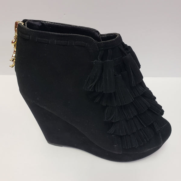 Tassel Black Wedge Heel