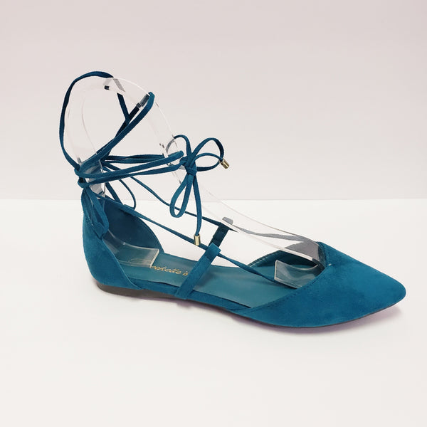 Tie Up Teal Closed Toe Sandal